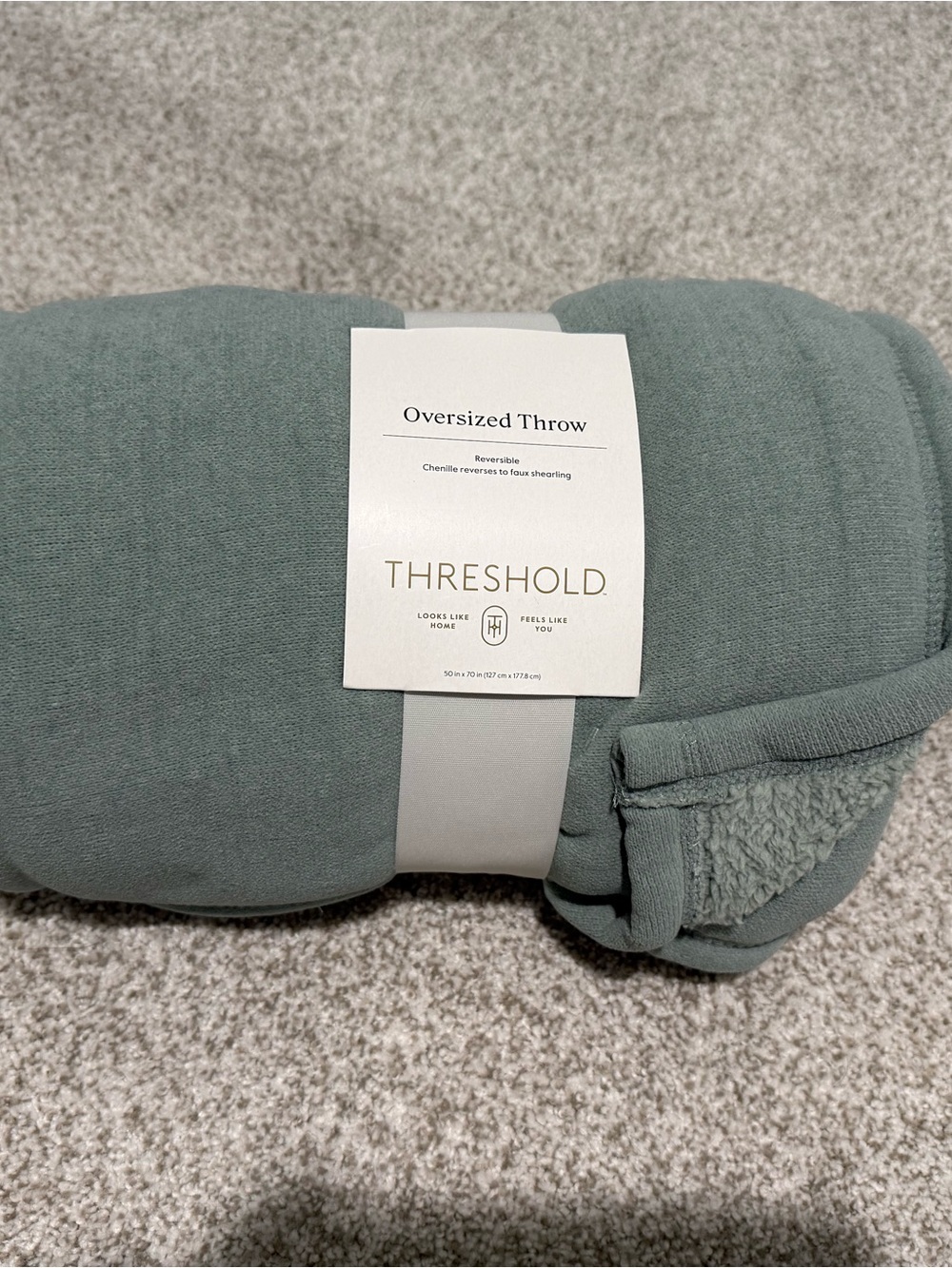 Threshold Reversible Oversized Throw in Sage Green